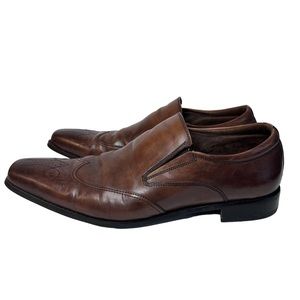 Steve Madden Mens Slip On Leather Wing Tip Brown Loafer Size 13 Draftt